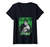 Femme One Piece Zoro Etched Portrait T-Shirt avec Col en V