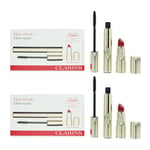 Clarins Womens Glam Attitude Gift Set Mascara Super Volume + Joli Rouge Velvet 742 x 2 - One Size