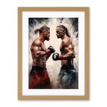 Artery8 Cage Fight Oil Paint Artwork Combat Mixed Martial Arts Boxing Wrestling Artwork Framed Wall Art Print 18X24 Inch