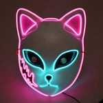 Halloween Fox Mask Cosplay Party LED Glow Mask Japanilainen Anime Fox Mask Värikäs Neon Light EL Mask Glow In The Dark Club Props