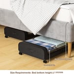 Underbed Storage Box with Wheels Folding Metal Black Bedding Container with Lid