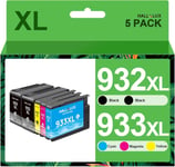 932Xl/933Xl Pack De 4 Cartouches D'Encre Remplacement Pour 932Xl 933Xl 932 Xl 933 Xl Pour Officejet 6600 6700 7510 7612 7110 7610 6110 (2 Noir, 1 Magenta, 1 Cyan, 1 Jaune)