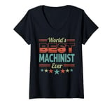 Womens Retro Badge Worlds Best Machinist V-Neck T-Shirt