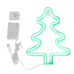 Jul Neon Skylt Julgran Form Neonljus USB Dekorativ Nattlampa för Skrivbord Väggdisplay