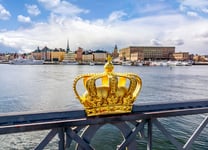 Stockholm old town cityscape and Royal crown Sweden