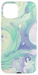 iPhone 15 Plus Swirl Green Color Illustration Pattern Abstract Art Case