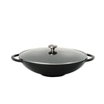 Chasseur Wok37cm/4.5L+Glass Lid Matt Blk