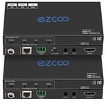 ROFAVEZCO HDMI Extender Over Ethernet 4k 60HZ 18G/BPS Over Single Cat5/6 up to 40m(165ft), RS232 POE IR HDCP2.2 HDR CEC EDID Management.