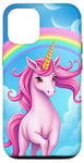 iPhone 12/12 Pro Colorful Unicorn in Clouds with Bright Rainbow Case