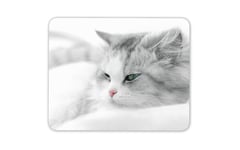 Pretty White Grey Cat Mouse Mat Pad - Mum Wife Girlfriend Computer Gift #15334