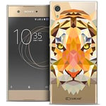 Caseink - Coque Housse Etui pour Sony Xperia XA1 Ultra (6) [Crystal Gel HD Polygon Series Animal - Souple - Ultra Fin - Imprimé en France] Tigre