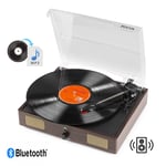 RP106DW Record Player with Built-in Speakers, Vinyl to MP3 Conversion, Dark Wood