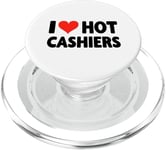 I Love Hot Cashiers – Cœur – Cashiering Retail Worker Till PopSockets PopGrip pour MagSafe