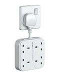 JSVER Plug Extension USB,Extension Lead with 4 USB Slots(3 USBA+1 USB C) Power Socket with 4 Way 4 USB Charging Station(17W) Power Strip Surge Protection for Home Travel,White