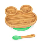 bambuswald© Vaisselle pour bébés et jeunes enfants - vaisselle grenouille cuillère assiette et bol pour enfants - Durable et écologique | Ensemble petit-déjeuner pour enfants assiette à ventouse