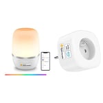 meross Lampe de chevet LED WiFi fonctionne avec Apple HomeKit, lampe de table d'ambiance à intensité variable & Prise Connectée (Type E), Prise WiFi Intelligente Compatible avec Alexa, Apple HomeKit