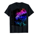 Rainbow Smoke Dragon On Black T-Shirt