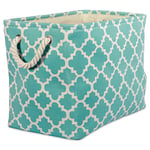 DII Camz37862 Poubelle de rangement rectangulaire en polyester Motif treillis Turquoise Taille moyenne