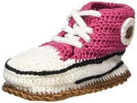 Baobab Schuhe, Baskets pour bébé bio crochetées à la main avec semelle antidérapante en cuir sauvage, 15-22 mois (rose3)