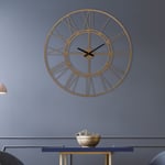 Womo-design - Horloge Murale Minuterie Stockholm Ø85cm Rond en Fer Noir Grands Chiffres Romains Pendule Murale Décorative Rétro Mouvement Silencieuse