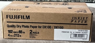 FujiFilm DE100/DX100 Dry Photo Printer  Paper Glossy x2 Rolls  102mm  x 65m