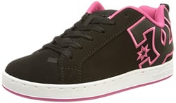 DC Shoes Femme Court Graffik Basket, Pochoir Noir et Rose, 40.5 EU