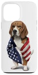 Coque pour iPhone 13 Pro Max Beagle Dog Patriot Wrap dans le drapeau des USA American Spirit