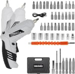 47 in 1 Electric Cordless Screwdriver, Portable Foldable Cordless Drills, 3.6V Rechargeable Electric Screwdriver Kit, Dual Position Handle with USB Cable LED Light for Home Office DIY Tools