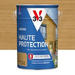 V33 Lasure Bois extérieur Chêne naturel satin - Haute Protection 8 ans - Haute résistance hydrofuge et anti-UV - Résiste aux variations du bois - Ecolabel, résine d'origine végétale - 5L