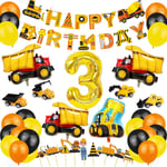 KABAHTOY 3rd Birthday Decorations for Boy, Construction Party Supplies, Digger