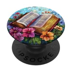 Spring Flowers and Open Bible Inspirational Art PopSockets Adhesive PopGrip