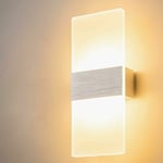 12W LED-sisäseinävalaisin Yksinkertainen harjattu harmaa lasiseinävalaisin makuuhuoneeseen olohuoneeseen kylpyhuoneeseen 29cm [energialuokka A+].