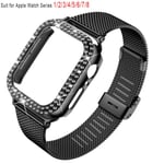 Silm Strap+ Case för Apple Watch Band 40mm 41mm 44mm 45mm 38mm 42mm Correa Meatl Milanese Armband IWatch Series 3 4 5 6 SE 7 8 Black Series 8 7 45MM