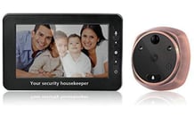 BW 4.3 inch Door Peephole LED Doorbell Door Intercom Viewer Camera Night Vision Time Display for Home Security Housekeeper-Black