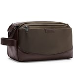 BAGSMART Trousse de toilette pour homme, organisateur de culture de voyage en cuir, kit double, trousse de rasage imperméable pour accessoires de toilette, marron