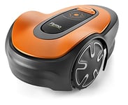 Flymo EasiLife 150 GO Robotic Lawn Mower - Cuts Up to 150 sq m, Ultra Quiet Mowing, Manicured Lawn, Bluetooth Application Control, Safety Sensors, Hose Washable, Lifestyle Functions, Orange and Grey