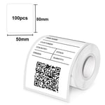 Papier d'étiquettes adhésif blanc transparent pour imprimante thermique Bluetooth,E210,Phomemo P50,étiqueteuse M110 - Type 50x80mm