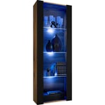 Extreme Furniture - Amoire Open Vertical 159, Wotan/Noir, Largeur 55cm x Hauteur 159cm x Profondeur 35cm, sans led, 3 étagères, pour Salon, Chambre,