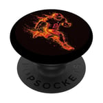 Un joueur de football brûle comme une météorite dans le feu et les flammes PopSockets PopGrip Adhésif