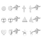 6 Paires boucle d'oreille femme argent 925 Ensemble, Petites Rondes Perles Cartilage Tragus Boucles D'oreilles, Fille Acier Chirurgical Hypoallergéniques Ensemble Piercing Bijoux