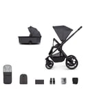 Venicci Tinum Edge 2 in 1 pram and pushchair Charcoal Footmuff Raincover Parasol