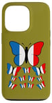 Coque pour iPhone 13 Pro French Pride Papillon Magnifique avec Drapeau de la France