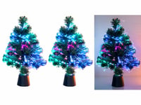 2 sapins de Noël artificiels lumineux avec fibre optique LED - Lunartec