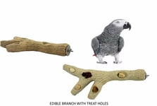 Rosewood Edible Birdy Branch Parrot Cage Perch African Grey Amazon Cockatoo