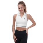 Lacoste Womenss Sport Polo Style Sports Bra in White Cotton - Size Small