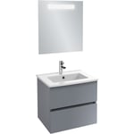 Jacob Delafon - Meuble vasque 60 cm Tolbiac gris anthracite + miroir led