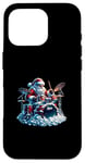 Coque pour iPhone 16 Pro Batteur de Noël amusant Père Noël jouant de la batterie de Noël pour hommes et femmes