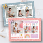 Personalised Rainbow Thank You Cards Kids Photo Thank You Notes New Baby x10