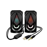 Enceinte Filaire Jack 3.5mm + USB 3W x 2 LED RVB Bouton Intégré LinQ A4000 Noir