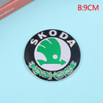 8CM 9CM Grönt ABS-emblem för Skoda Bilhuvud Fram Bakre Bagageutrymme B B